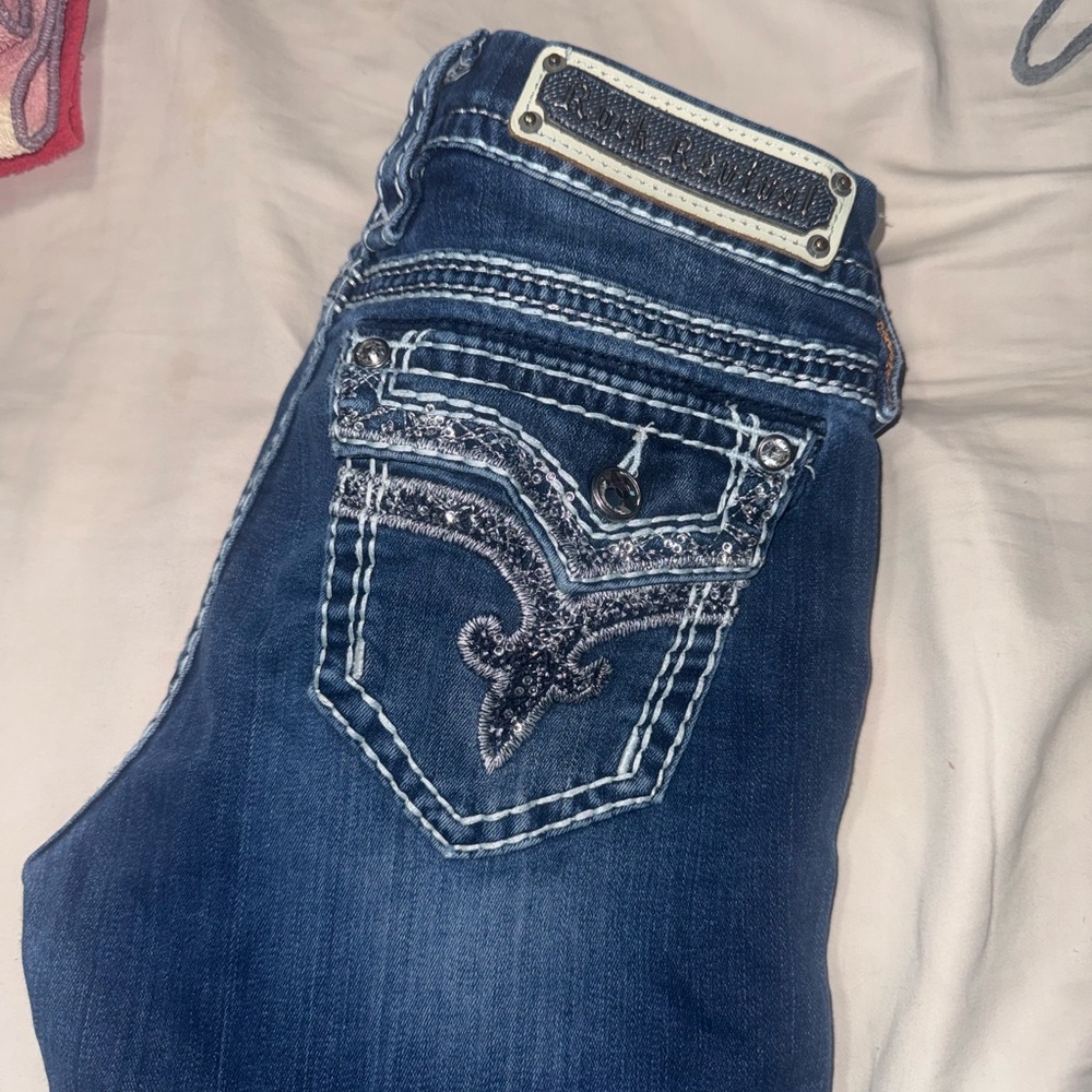 Rock Revival Straight Leg Jeans in Dark Blue Wash
